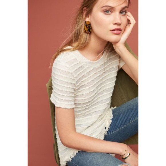 Anthropologie Adia eri + ali ivory, textured sweater size medium - Picture 1 of 7